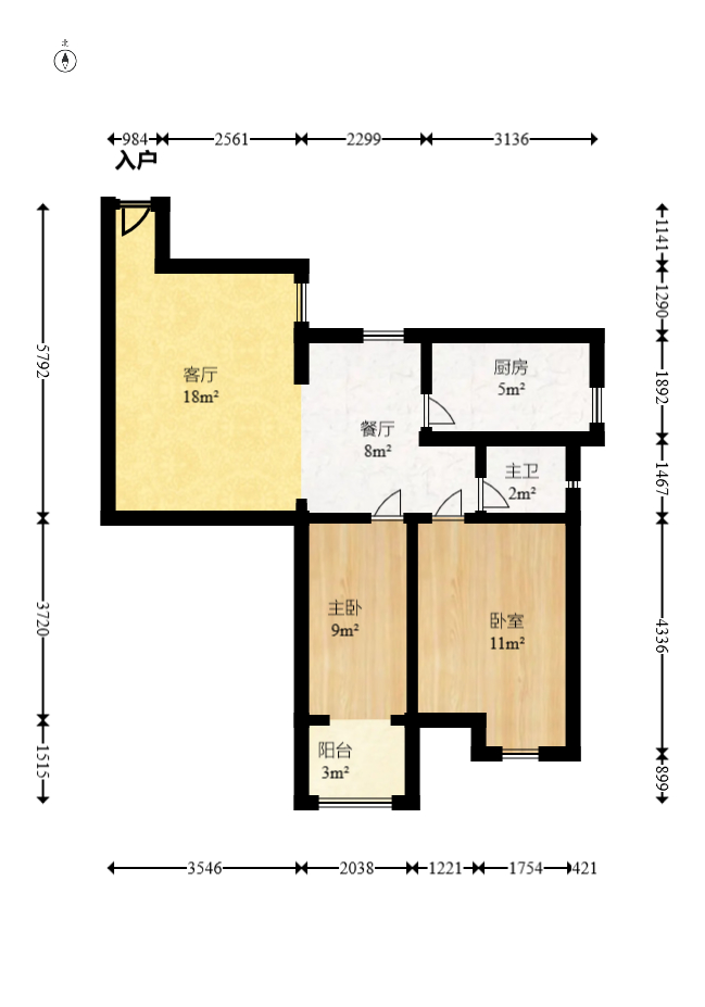 星典时代  2室1厅1卫   88.00万室内图1