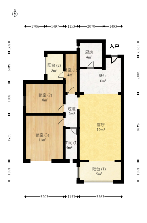 中建嘉和城  3室2厅1卫   85.00万室内图1