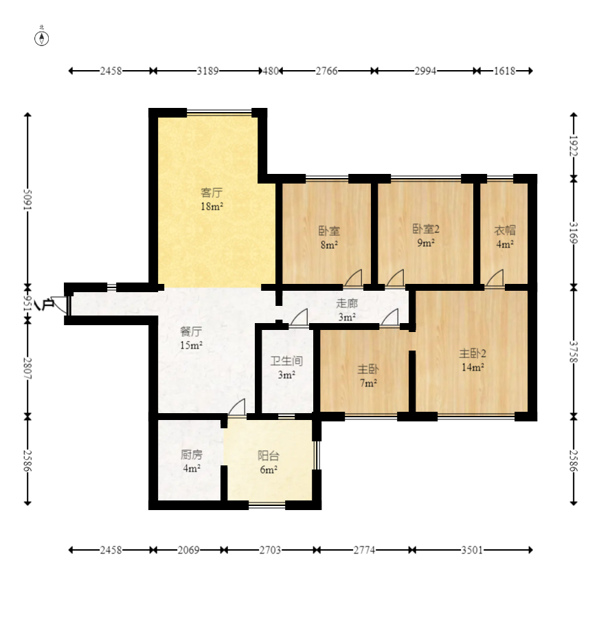 海德公園 4室1廳1廚2衛(wèi) 93.80萬(wàn)室內(nèi)圖1