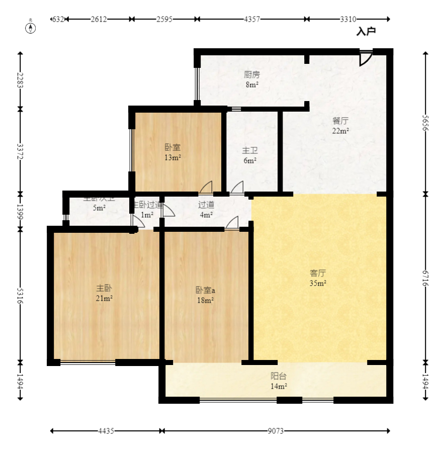 好望谷  3室2厅2卫   88.00万室内图1