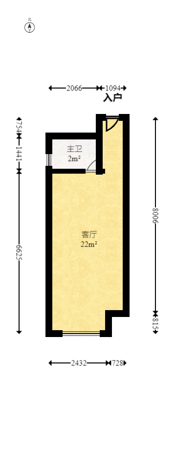 鑫远御文台一期  1室1厅1卫   40.00万室内图1