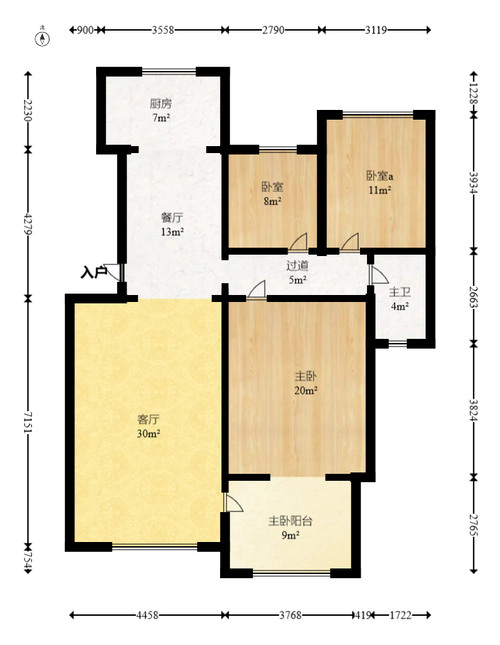 山水湾  3室2厅1卫   67.60万室内图1