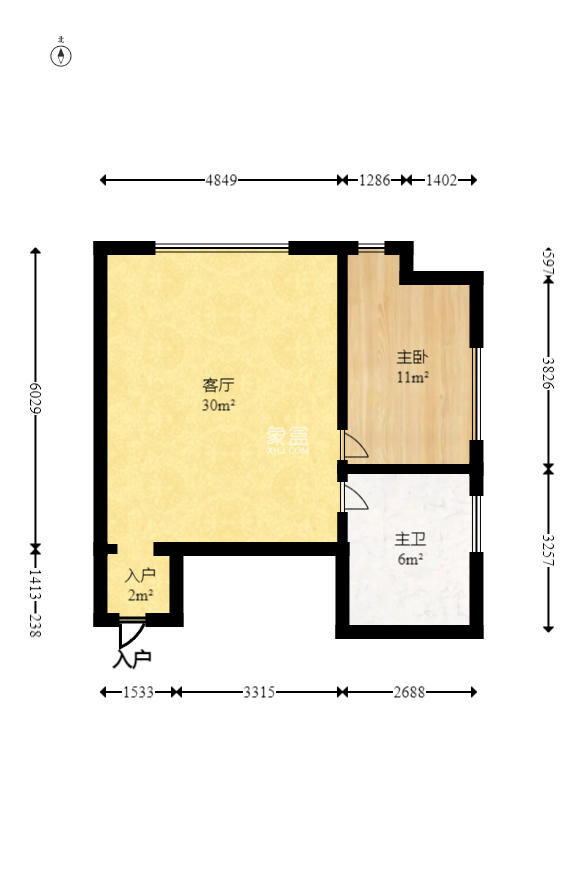 泊富公寓（泊富国际广场）  1室2厅1卫   118.00万室内图1