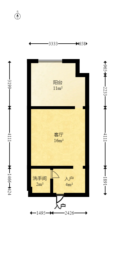 东一时区  1室1厅1卫   32.00万室内图1
