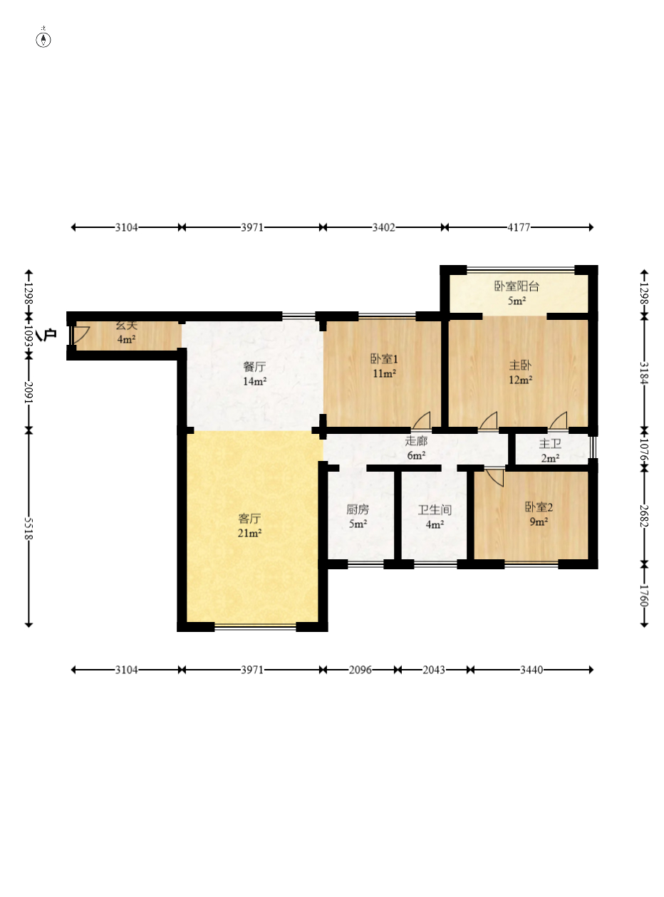 开源鑫苑 3室2厅2卫 93.80万 开源鑫苑 3室2厅2卫 93.80万户型图