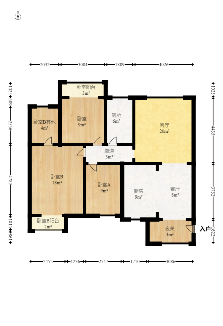 枫华府第  3室2厅2卫   87.00万室内图1