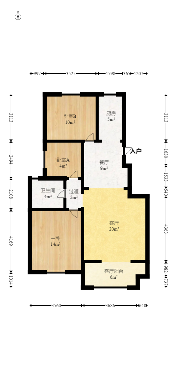 澳海月亮湾  3室2厅1卫   68.00万室内图1