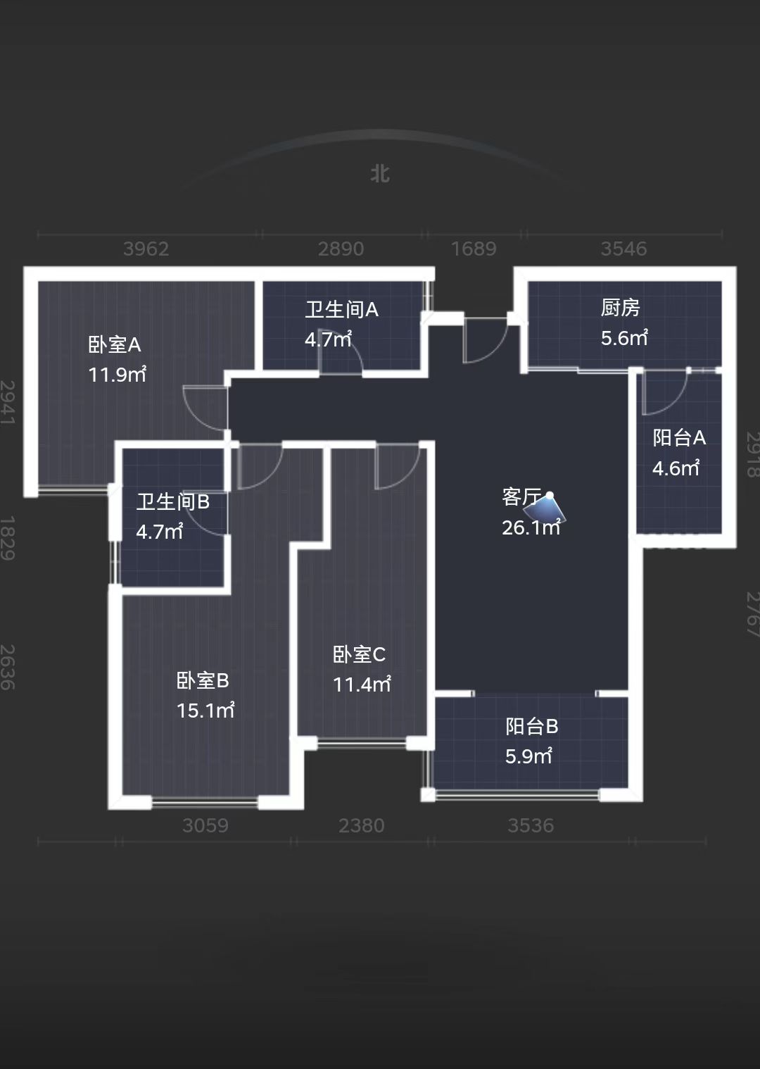 晋合湘水湾三期  3室2厅2卫   88.00万室内图