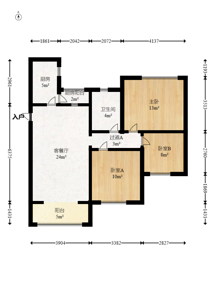 恒大华府  3室2厅1卫    170.8万室内图1