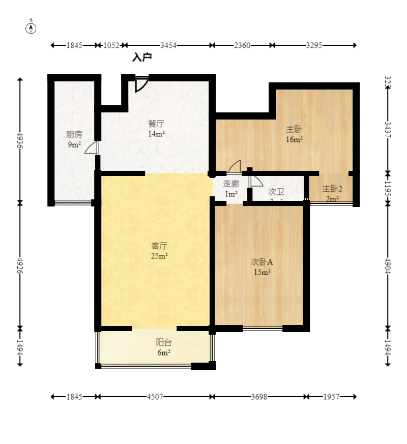 彩都公寓  2室2厅1卫   65.30万室内图1