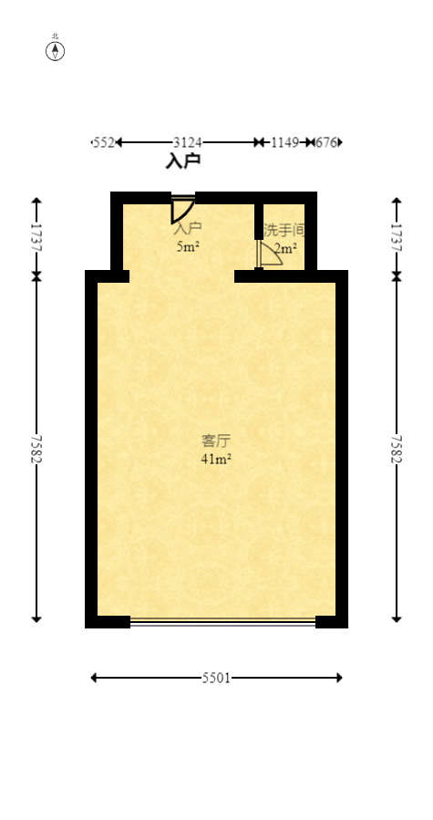 城市快线（新建大厦）  3室1厅1卫   65.00万室内图1