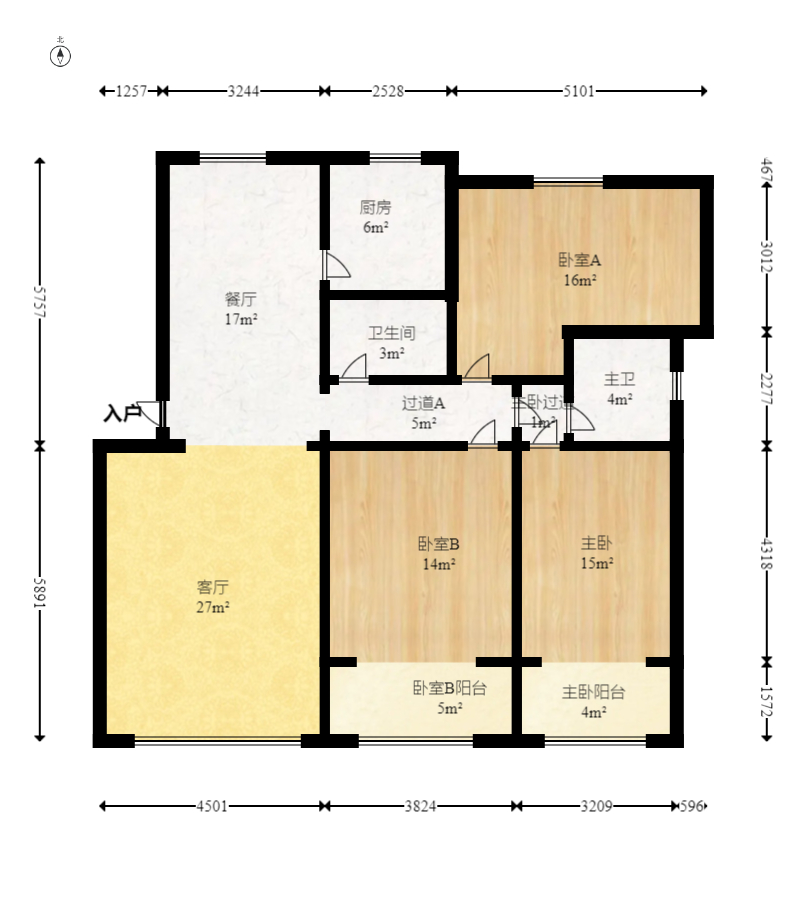 窑塘新村  3室2厅2卫   112.00万室内图1