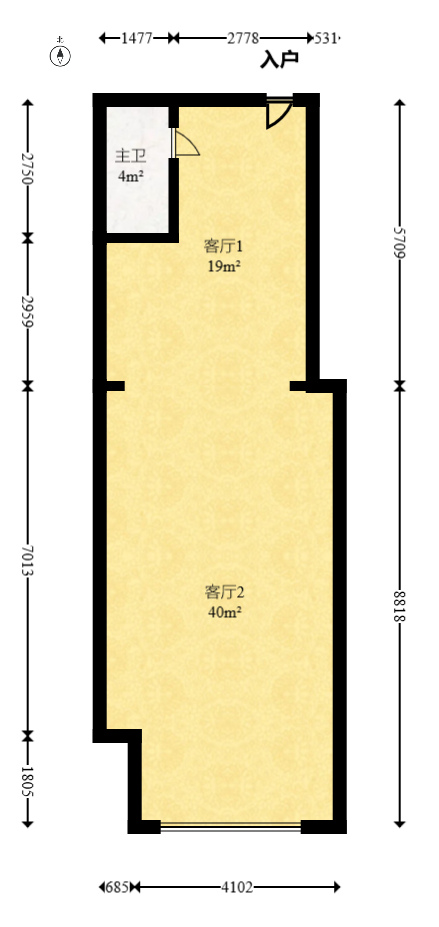 新时代广场  1室1厅1卫   63.00万室内图1