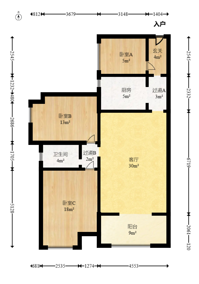 才子佳苑一期/二期  3室2厅1卫    89.0万室内图1