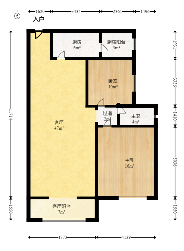 好望谷  2室2厅1卫   80.00万室内图1