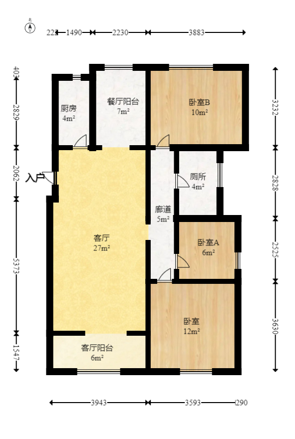 洋湖时代  4室2厅1卫   87.60万室内图1
