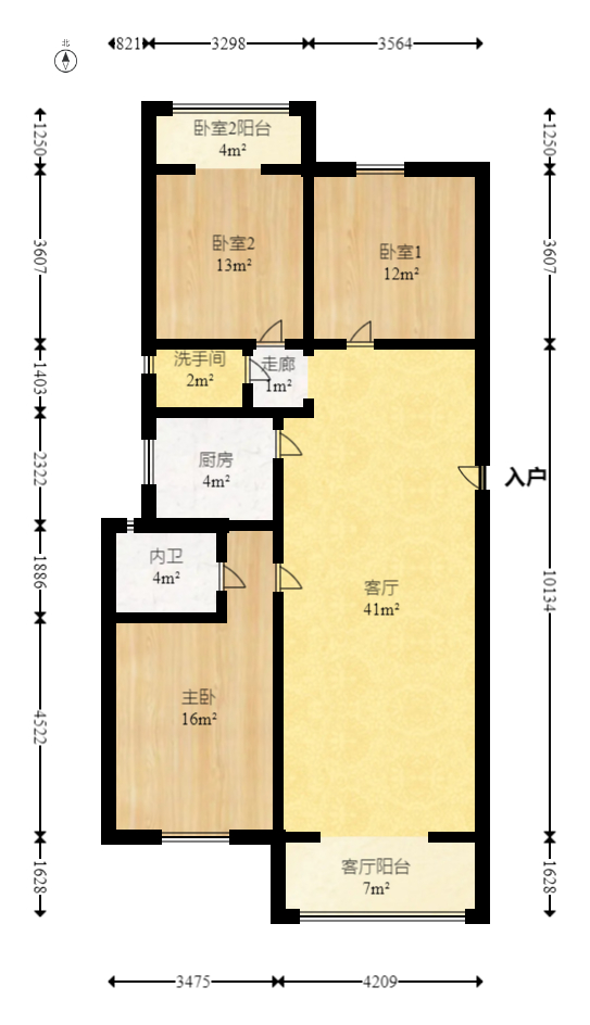 紫薇鑫园  3室2厅1卫   90.00万室内图1