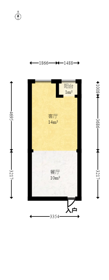 华润凤凰城一期  1室1厅1卫   39.80万室内图1