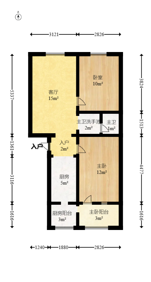 南湖公寓（万顺公寓）  2室2厅1卫   48.00万室内图1