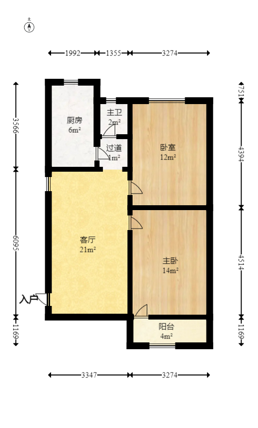 火星一片  2室1厅1卫   46.50万室内图1