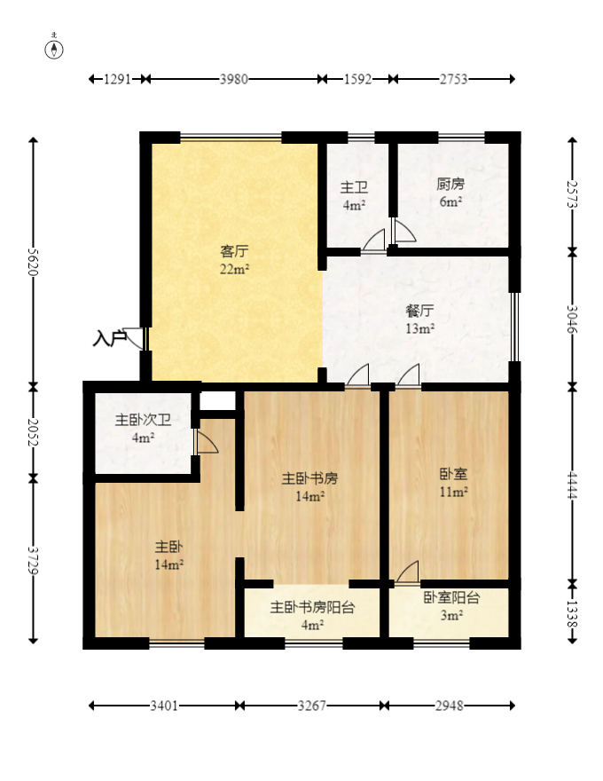 湖南第六工程有限公司机关小区（六公司机关大院）  3室2厅2卫   92.80万室内图1