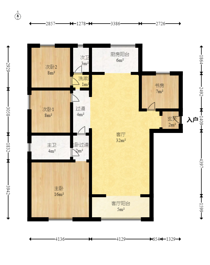 光明E城  4室2厅2卫    115.0万室内图1