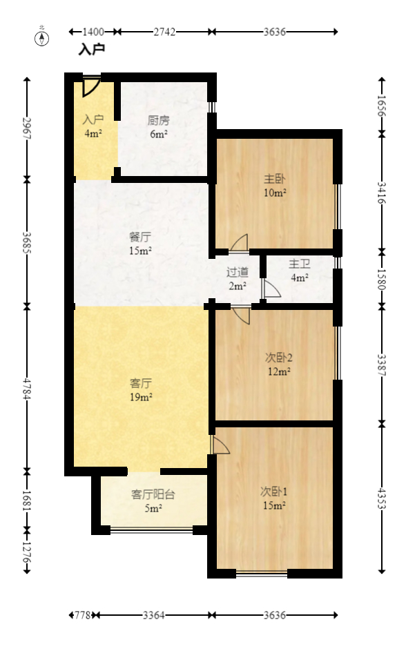 万科城  3室2厅1卫    95.0万室内图1