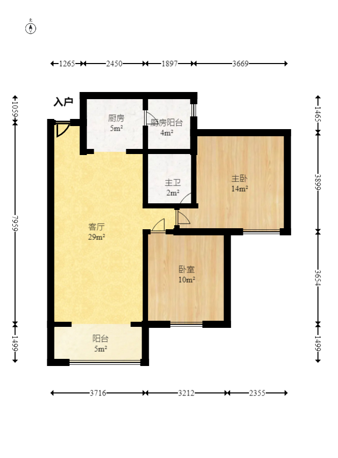 银港水晶城  2室2厅2卫    66.8万室内图1