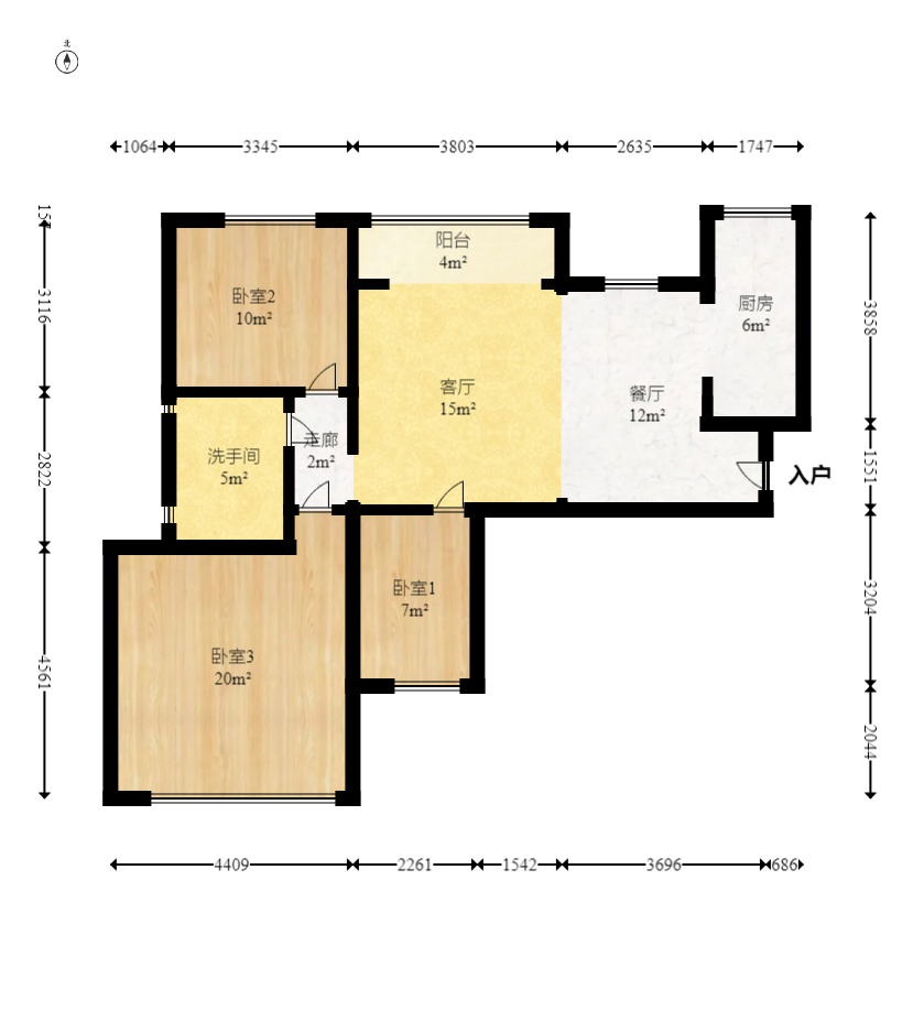 城南故事家园  3室1厅1卫    94.45万室内图1