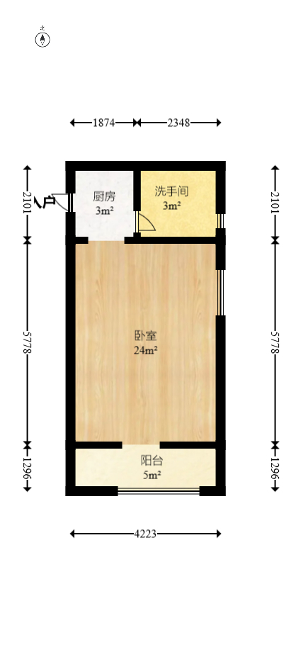 尊邸华庭  1室1厅1卫   41.60万室内图1