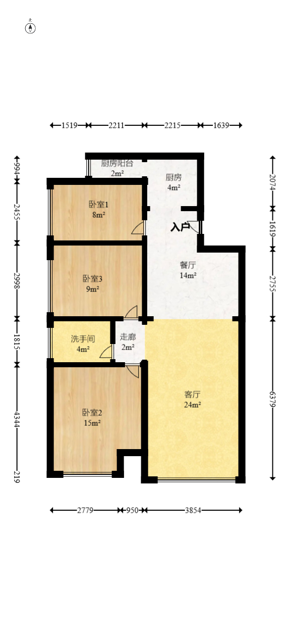 天下一家  3室2厅1卫   99.00万室内图1