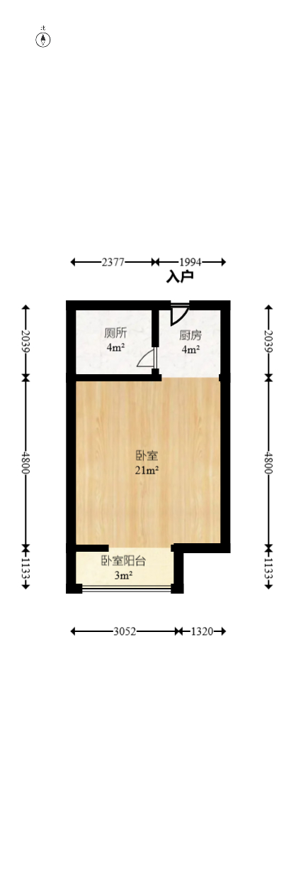 枫华府第  1室1厅1卫   22.70万室内图1