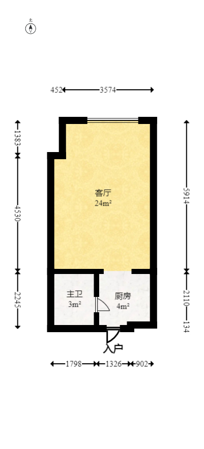 五江天街北区  1室1厅1卫    26.0万室内图1