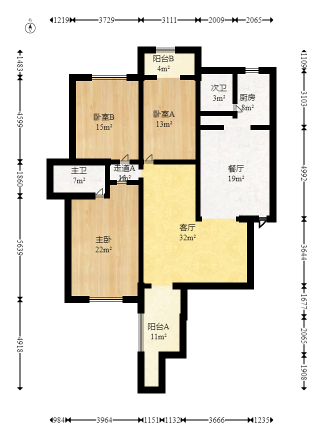 鑫兴佳园  3室2厅2卫   113.80万室内图1