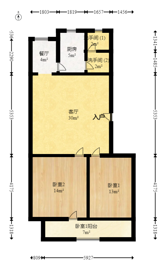 红旗综合安置楼  2室2厅1卫   55.00万室内图1