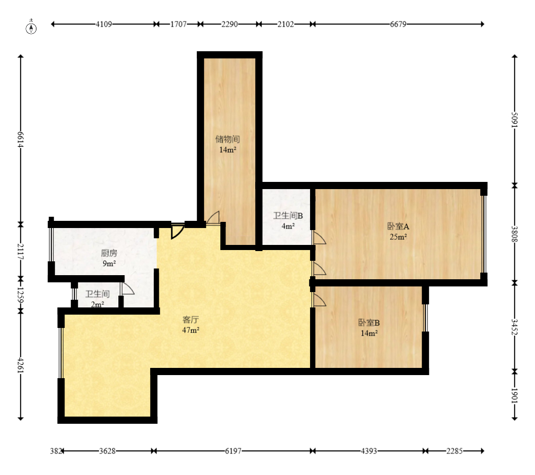 兰亭居  3室2厅2卫   122.00万室内图1