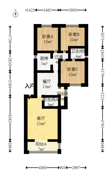 富湘園  3室2廳2衛(wèi)   125.00萬