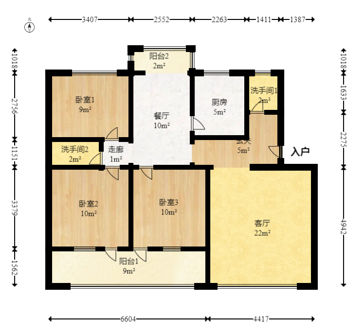 三湘小区  3室2厅2卫   55.00万室内图1