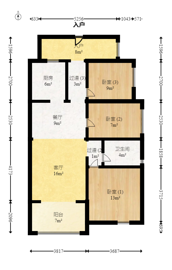佳兆业水岸新都  3室2厅1卫   58.00万室内图1
