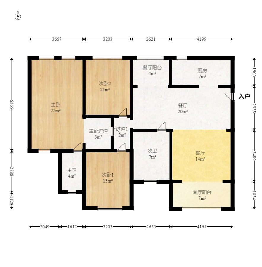 山水誉峰  4室2厅1卫    172.0万室内图1