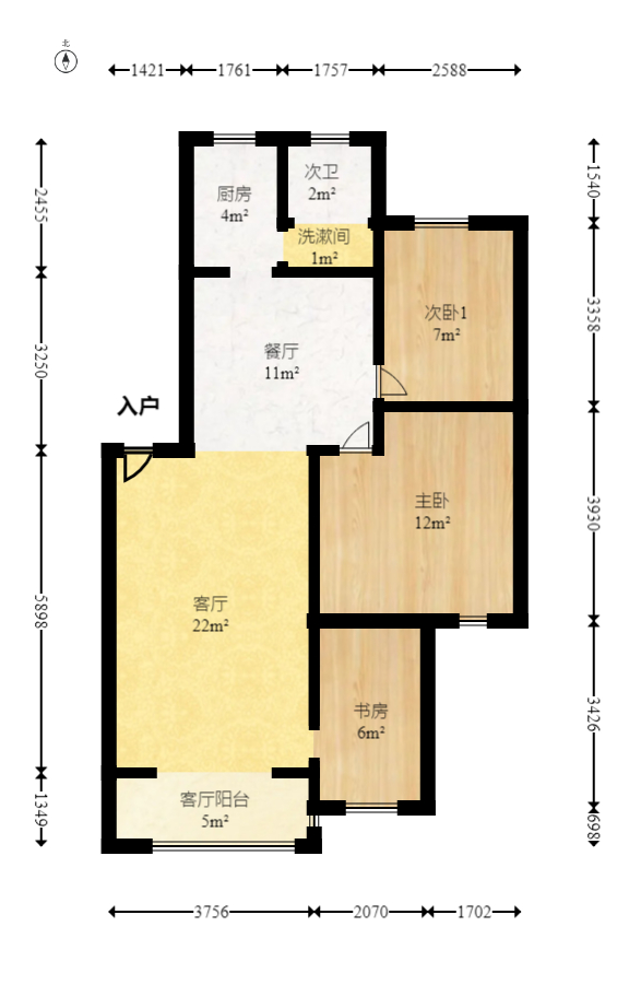 德润园  3室2厅1卫   55.00万室内图1
