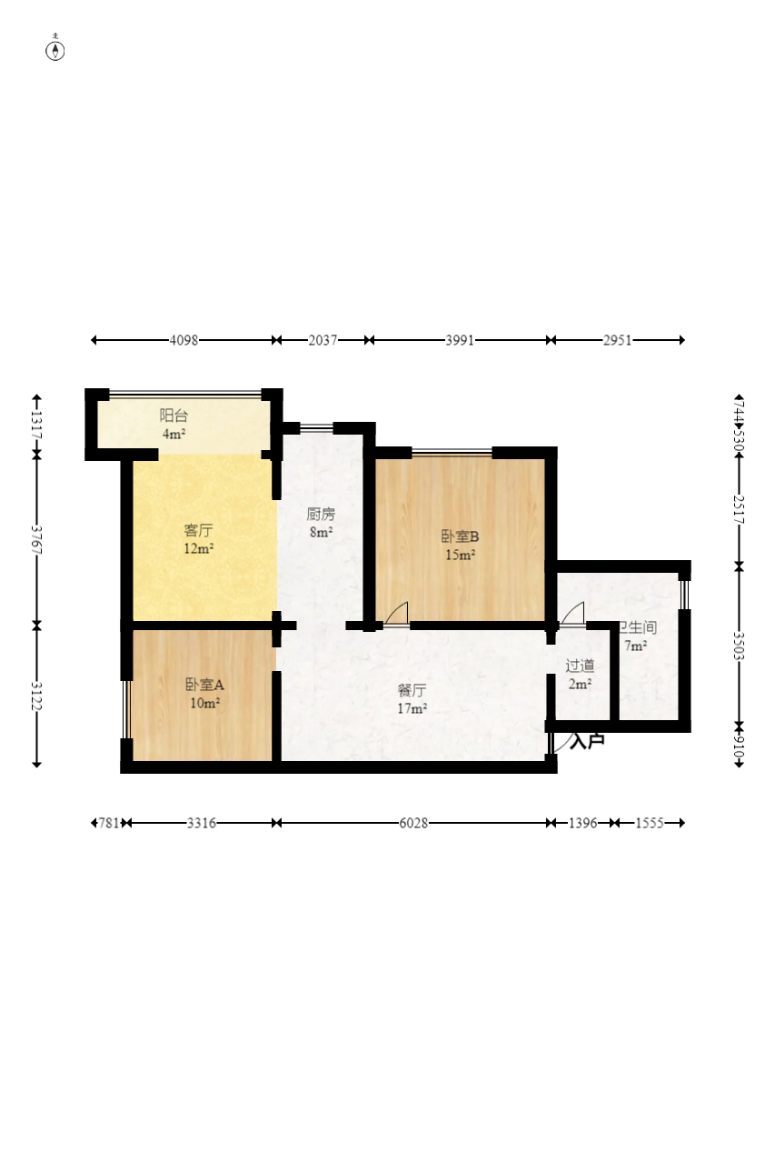 月湖兰庭  2室1厅1卫   77.80万室内图1