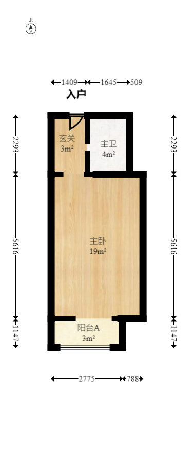 喜盈门范城  1室1厅1卫   46.00万室内图1
