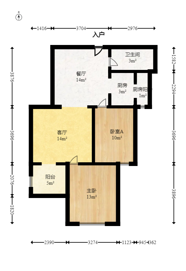 长房时代城  2室2厅1卫   93.00万室内图1