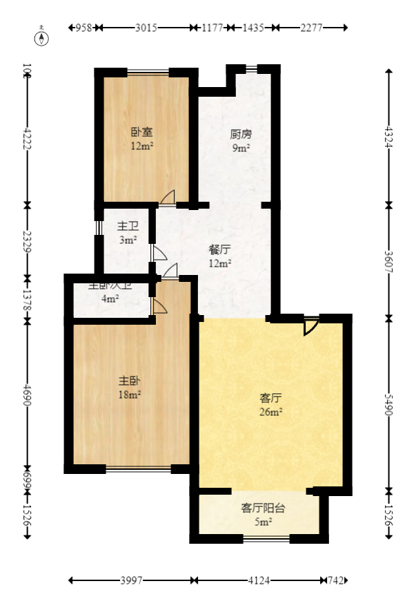 都江新城（都江新苑）  2室2厅1卫   108.00万室内图1