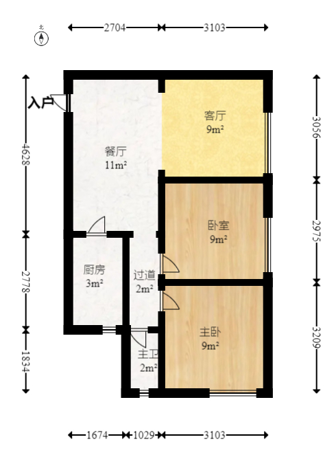 锦绣兰亭  2室1厅1卫   48.00万室内图1