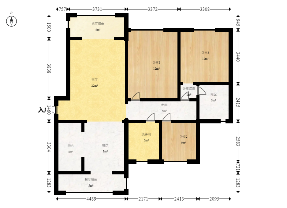 明昇壹城(明昇时代广场)二期 3室2厅2卫 165.0万 明昇壹城(明昇时代广场)二期 3室2厅2卫 165.0万户型图
