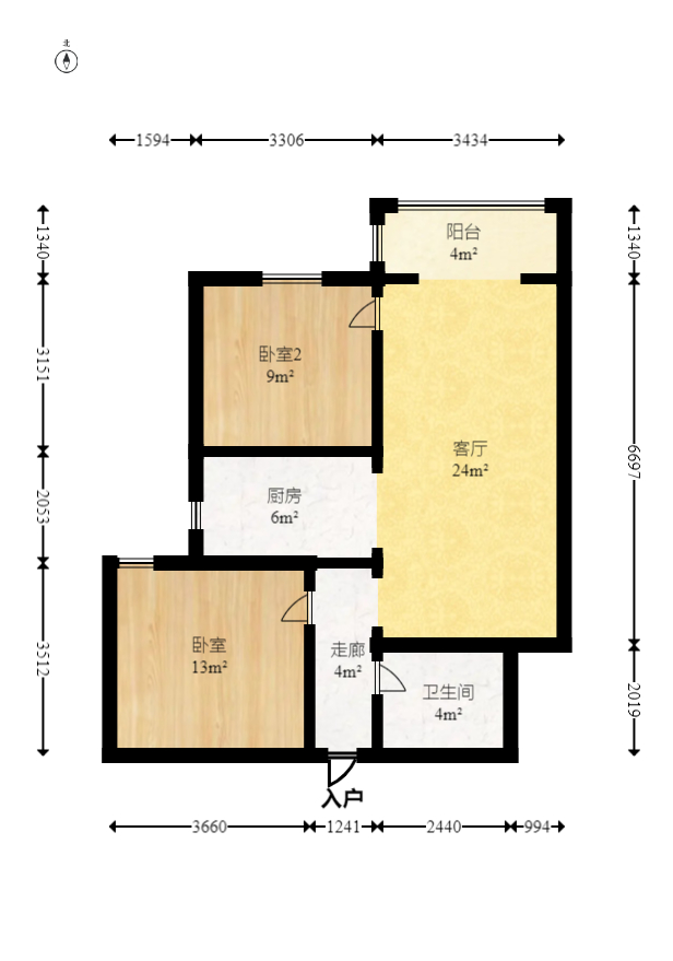 时代星城 2室2厅1卫 52.00万 时代星城 2室2厅1卫 52.00万户型图