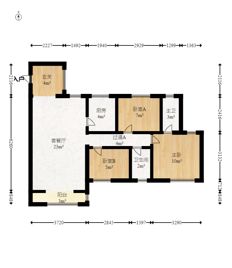 莱茵城  3室2厅1卫    95.78万室内图1