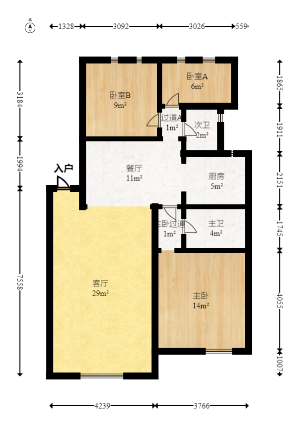 水木兰庭  3室2厅2卫   45.00万室内图1
